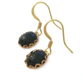 Black Beetle Cameo Earrings....