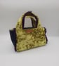 Clutch handbag,  yellow and teal velvet and purple pleated ribbon.   - Image 10