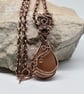 Peach Moonstone and Copper Wire Wrapped and Woven Pendant - Image 9
