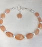 Gorgeous Peach Moonstone and Sterling Silver Bracelet. - Image 4