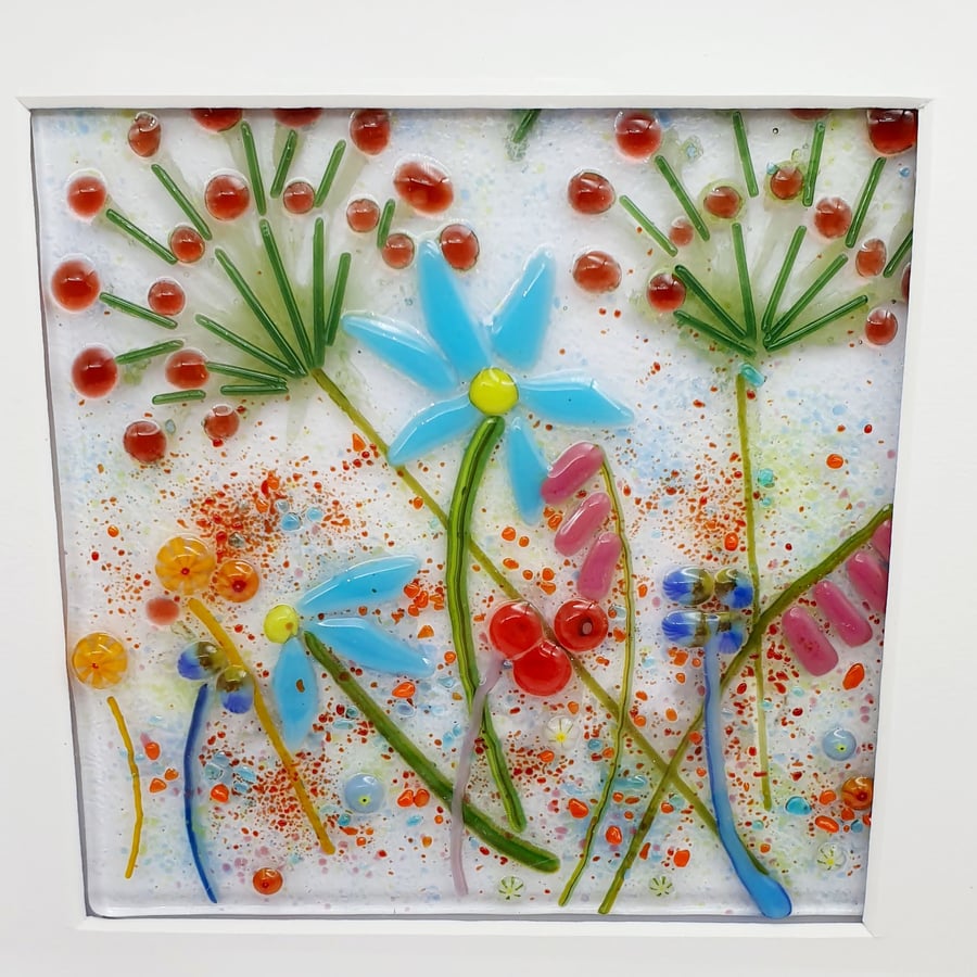 Fused Glass ‘Flower Meadow’ Framed Picture