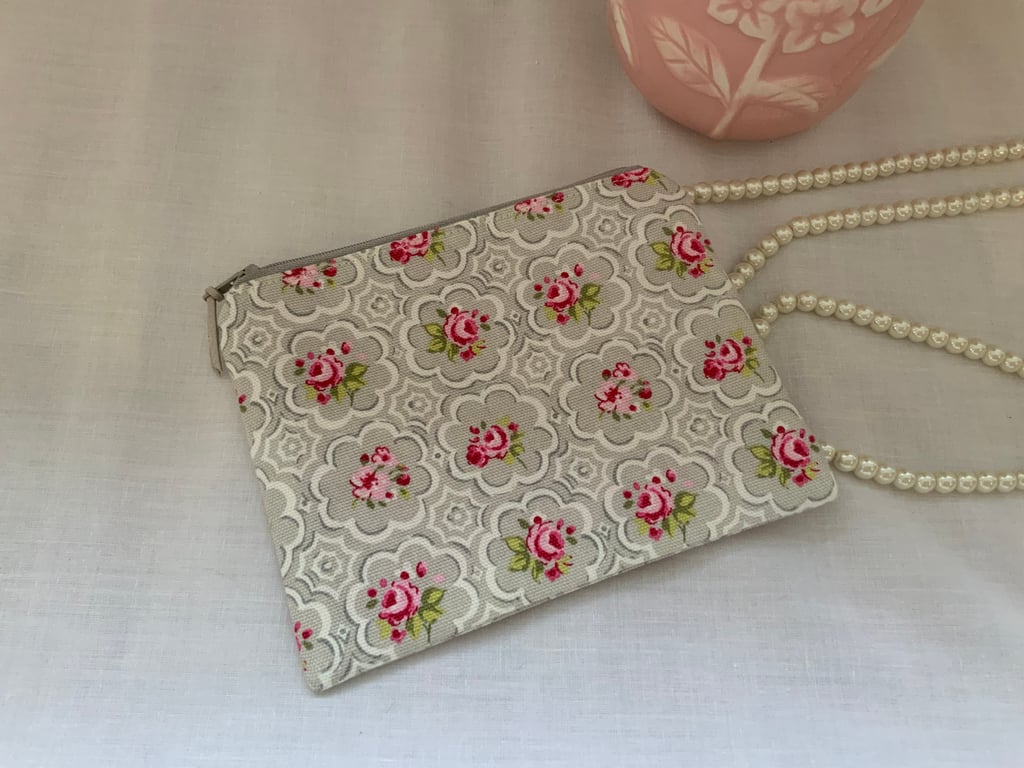 Zipped Purses, Pouch, Small Cosmetic Bag, Accessory Purse, Floral