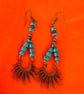 Turquoise and bronze sunburst dangle earrings  - Image 3