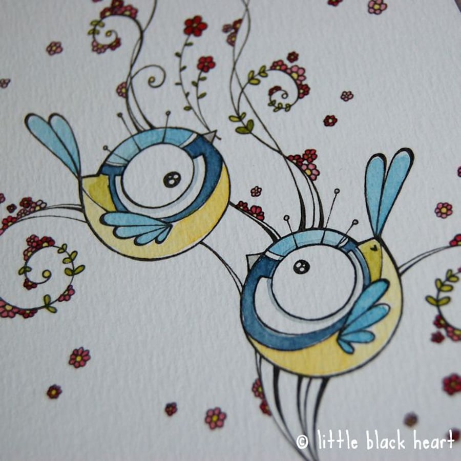 lovely pair of tits - original illustration (A6)