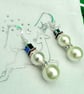 Sparkly Christmas Pearl Snowmen Earrings -  gift - Image 1