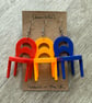 Red, Yellow and Blue Stacking Chair Earrings - Upcycled