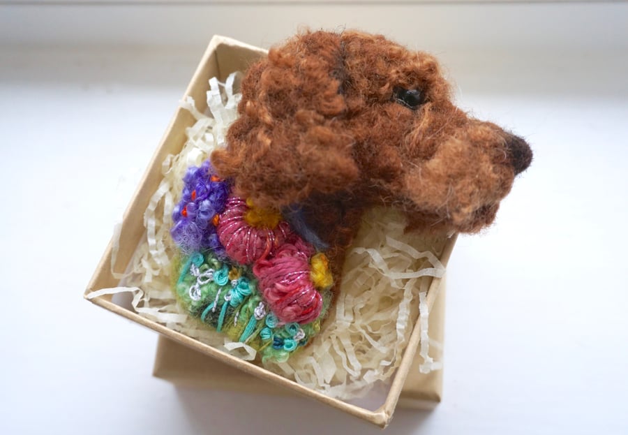 Needle Felted Labradoodle Cockapoo Brooch