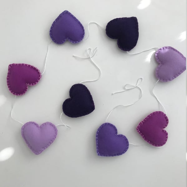 Handmade Hearts Garland, Handmade Felt Wall Decoration, Nursery Room Wall Decora