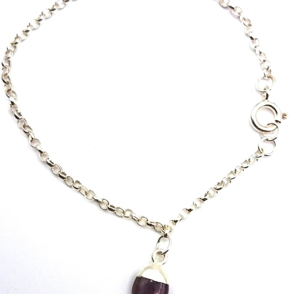 Birthstone Charm Bracelet - Belcher chain - Sterling Silver - 1 charm