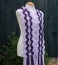 Crochet Stripey Scarf in Lilac and Purple Tweed - Image 6