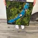 Wall Mounted Moss Woodland Epoxy River Art - 34" diagonal (600x600mm)