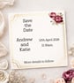 Floral Frame Essential Save the Date Card. Personalised Wedding Save the Date