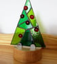 Abstract style  Stained Glass Festive Christmas Tree on solid wood plinth  - Image 3