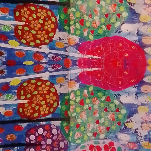 Long cotton scarf Floral Colourful Lollipop design 160 cm x 52 cm
