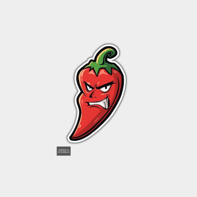Funny Vinyl Sticker For Adults - Cute Grumpy Chilli Pepper