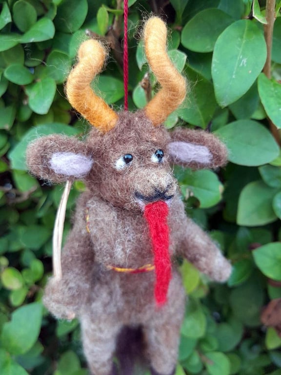 Cosy Christmas Krampus Handmade Needle Felted Handing Decoration 