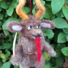 Cosy Christmas Krampus Handmade Needle Felted Handing Decoration 