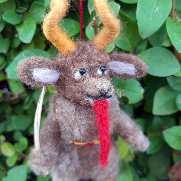 Cosy Christmas Krampus Handmade Needle Felted Handing Decoration 
