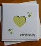 Happy Birthday Card - Bright Green and White Polka Dot Heart Aperture