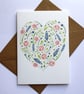 Watercolour floral heart card - Image 1