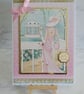 To My Beautiful Daughter Art Deco Glamorous Pink Lady 3D Luxury Handmade Card - Image 1