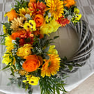 Beautiful orange and yellow wicker door wreath