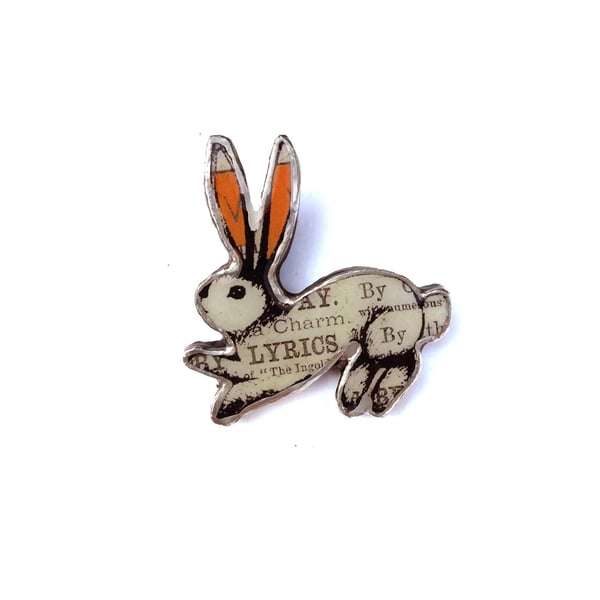 Victorian Lyrics Resin Rabbit Brooch by EllyMental