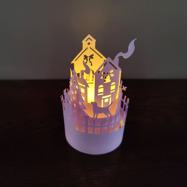 Christmas Village Scene Tealight Decoration