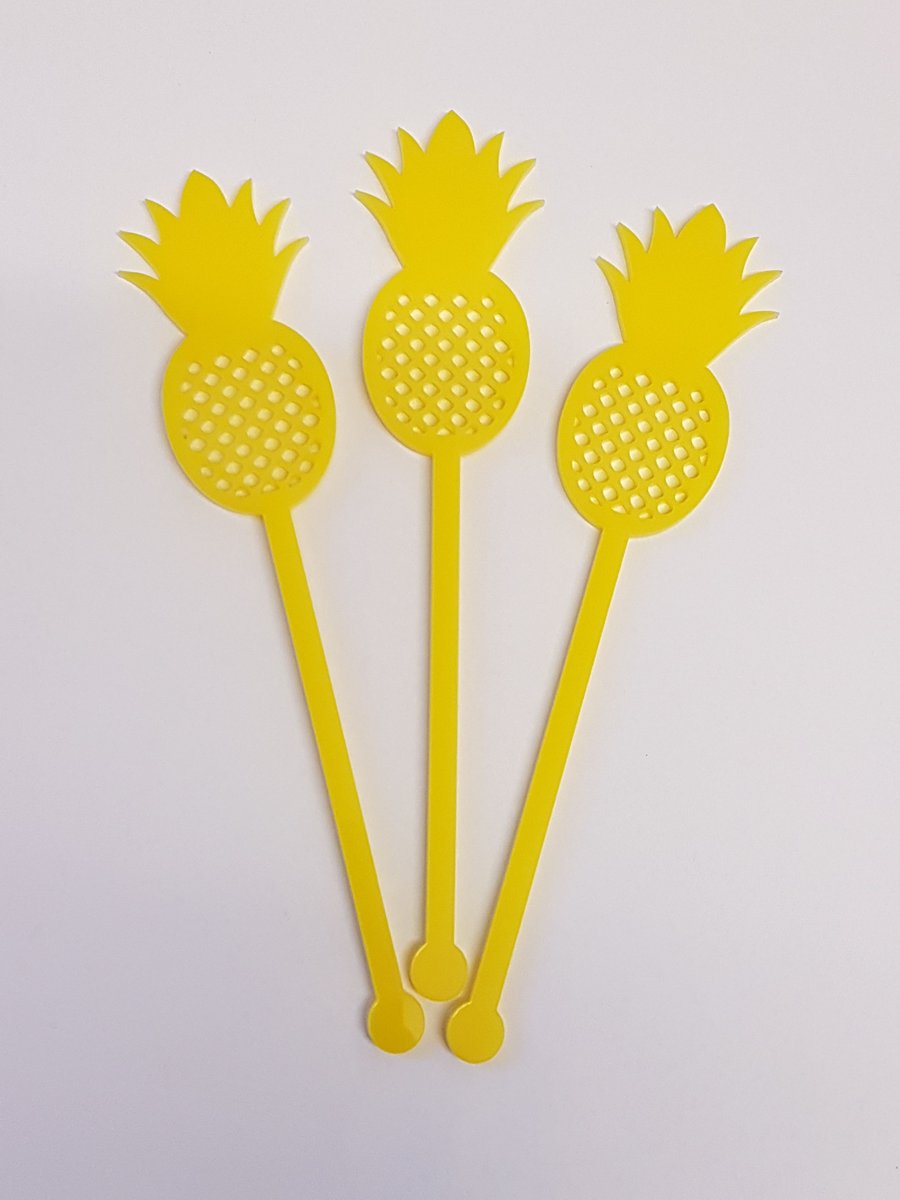 Pineapple Cocktail Stirrer Swizzle Stick x 3 - Acrylic