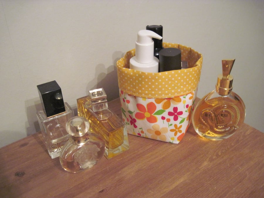 Floral Yellow Fabric Storage Boxes