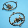antique bronze double birds - 2pcs 