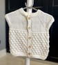 Hand-Knitted Baby Sleeveless Vest Popcorn Stitch – Off White (9-12m)