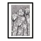 Long Stem Roses A4 Original Art Pen And Ink Drawing
