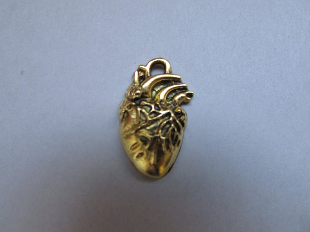 Gold Anatomical Heart Jewellery making charm pendant