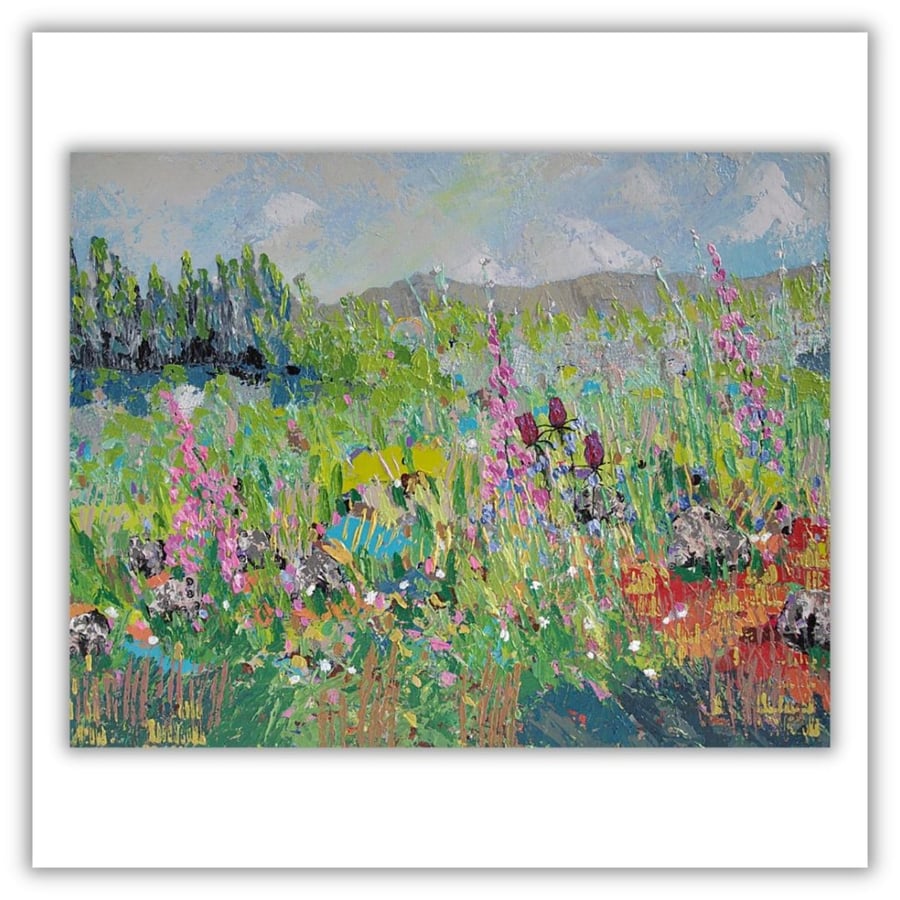 Impasto landscape painting - Scottish Highlands - acrylic - ready to hang 