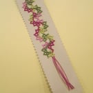 Green and Pink Tatted Bookmark