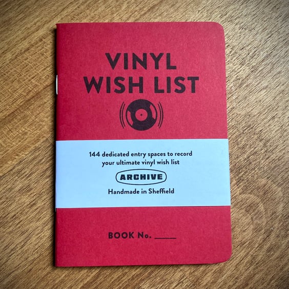 Single A6 ‘Vinyl Wish List’ pocket log book with typographic design cover