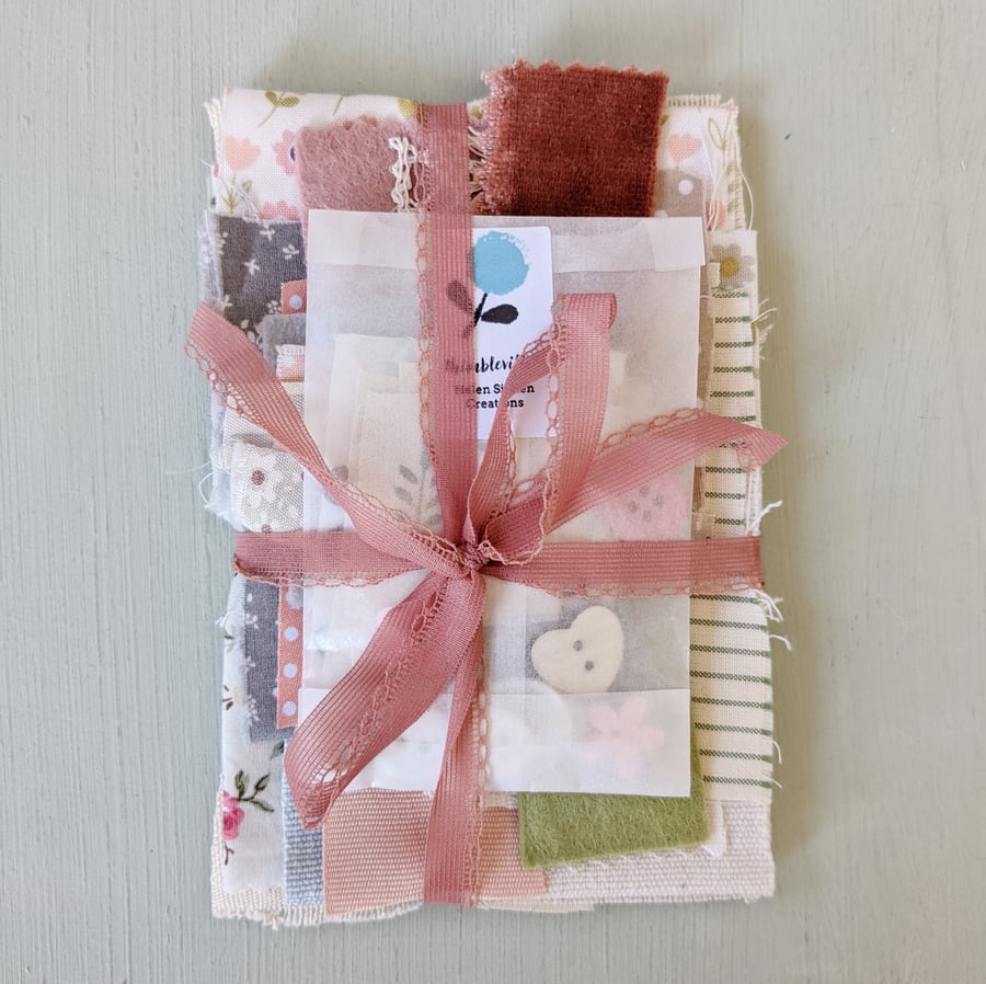 Be Mindful Slow Stitching Fabric and Buttons Bundle 