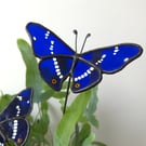 Purple Emporer Hand Crafted Stained Glass Plant Stake Beautiful gift