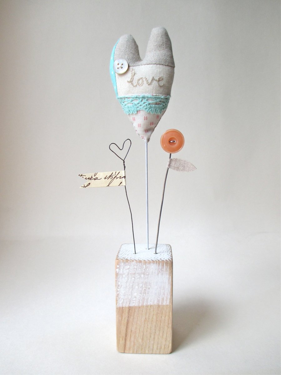 Love Heart on Wood Block