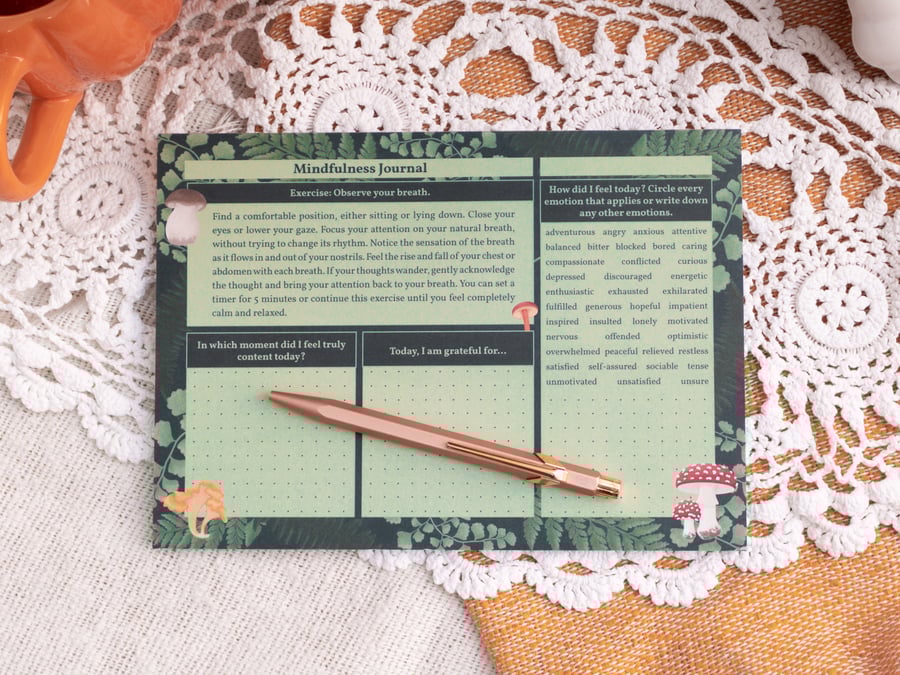 Mindfulness Journal With Mushroom Design