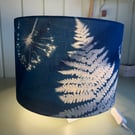Cyanotype Fern and Allium Lampshade