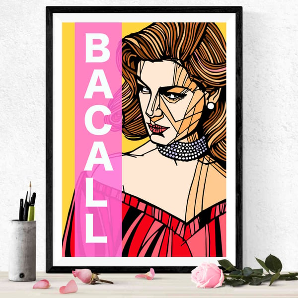 Lauren Bacall Pop Art Print Hollywood Legends, archival quality print, 3 sizes