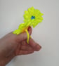 Neon Yellow Satin Flower Hair Bobbles – Handmade Ribbon Hair Ties for Girls - Image 9