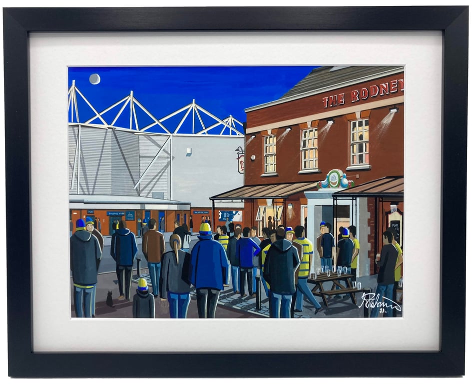 Warrington Wolves, Halliwell Jones Stadium, High Quality Framed Rugby Art Print.