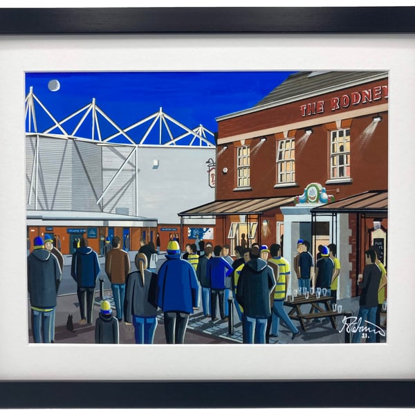 Warrington Wolves, Halliwell Jones Stadium, High Quality Framed Rugby Art Print.