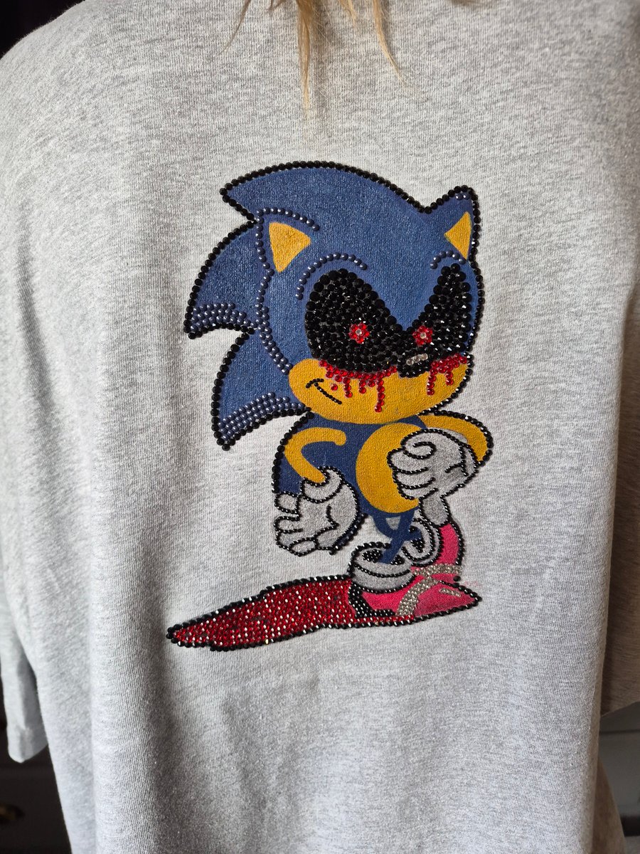 Hand-Embellished Horror Hedgehog Sweatshirt- Dark Retro Game Inspired