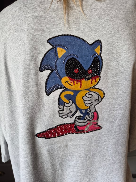 Hand-Embellished Horror Hedgehog Sweatshirt- Dark Retro Game Inspired