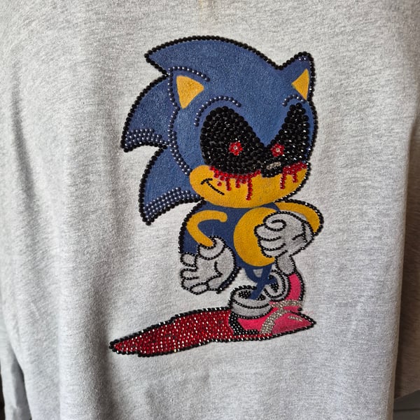 Hand-Embellished Horror Hedgehog Sweatshirt- Dark Retro Game Inspired