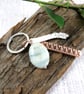 Keyring, Sterling Silver Waves with Copper Bar and Ocean Jasper Gemstone - Image 1